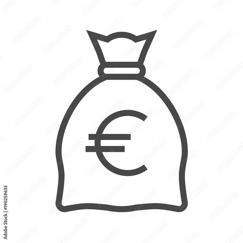 Money Bag with Euro Thin Line Vector Icon. Flat icon isolated on the white background. Editable EPS file. Vector illustration. Money Bag with Euro Thin Line Vector Icon. Flat icon isolated on the white background. Editable EPS file. Vector illustration.