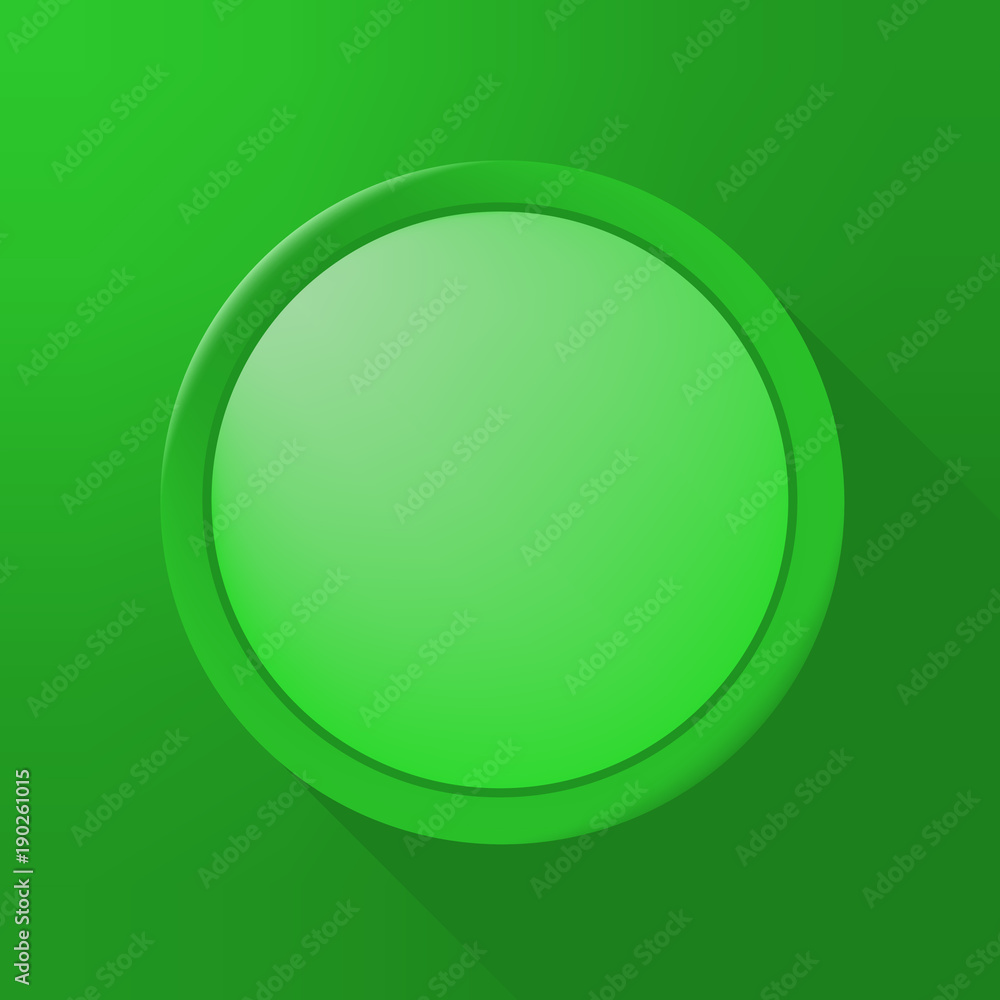 Green Circular Plastic Button on Color Background . Isolated Vector Element Green Circular Plastic Button on Color Background . Isolated Vector Element