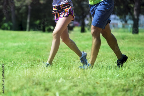 Young couple jogging at the...