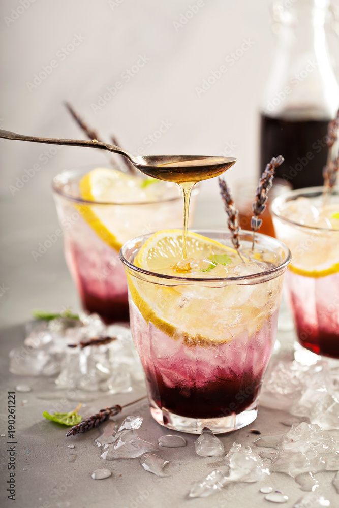 Lavender syrup lemonade with honey Lavender syrup lemonade with honey
