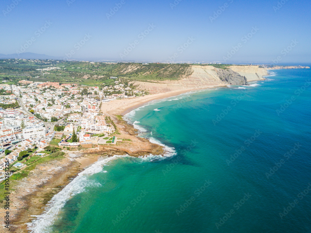 Aerial view from Praia da Luz, Lagos, Algarve, Portugal