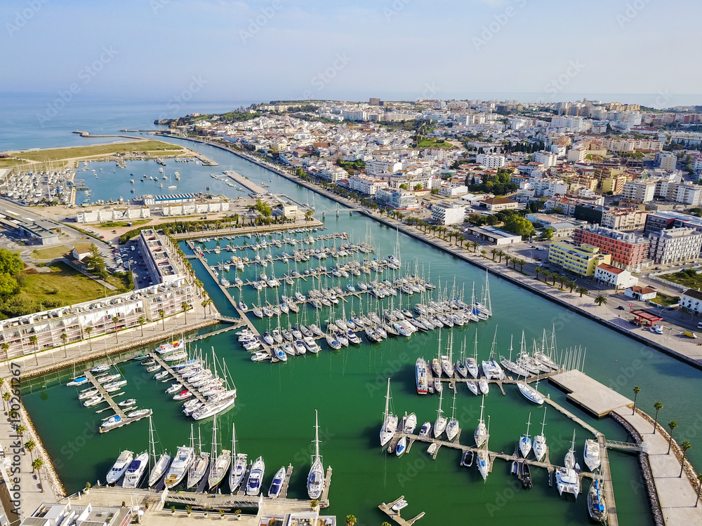 Aerial view from Lagos Marina, Lagos, Algarve, Portugal