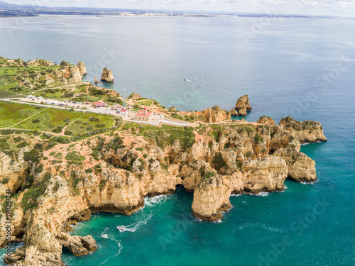 Aerial view from the Lighthouse in Ponta da Piedade, Lagos, Algarve, Portugal
