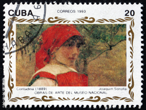 Postage stamp Cuba 1993 Contadina, painting by Joaquin Sorolla photo