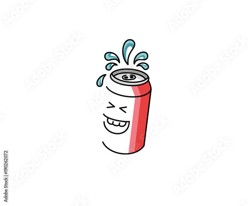 Soda cartoon character logo template. Fast food and drink vector design. Beverage illustration
