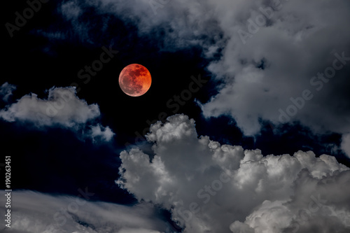 Fototapeta Naklejka Na Ścianę i Meble -  blood moon red eclipse black sky lunar full space background