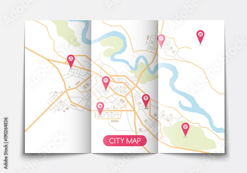 Open paper city map