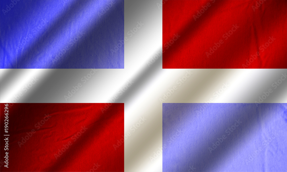 Authentic colorful textile flag of Dominican Republic Authentic colorful textile flag of Dominican Republic