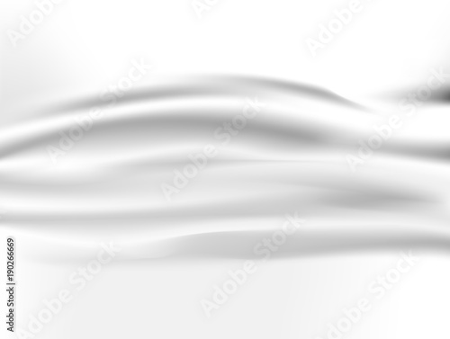 Abstract white background Vector White Satin Silky Cloth Fabric Textile Drape with Crease Wavy Folds. with soft waves and white fabric, waving in the wind