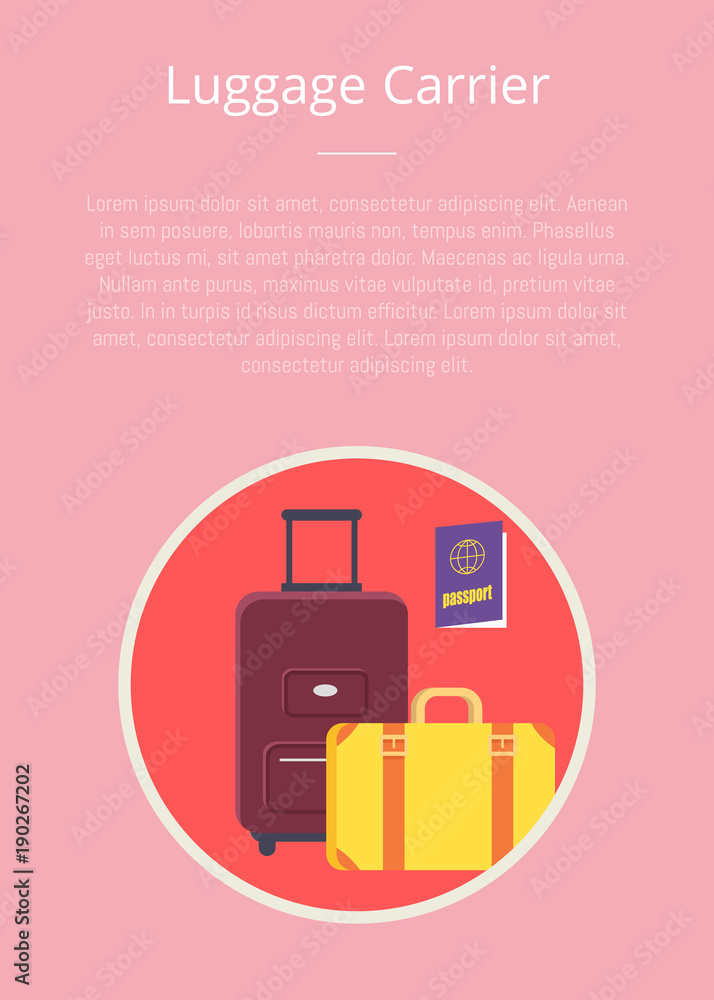 Luggage Carrier Hotel Closeup Symbol with Text Luggage Carrier Hotel Closeup Symbol with Text