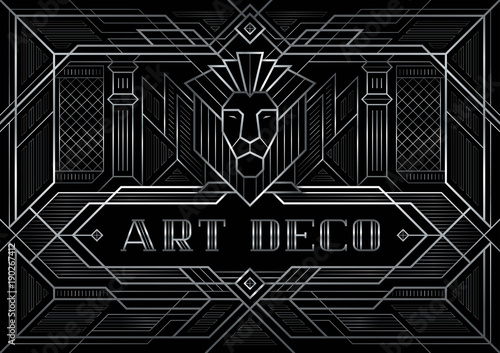 The Great Gatsby Style vector, Abstract Lion geometric patterned background and geometric