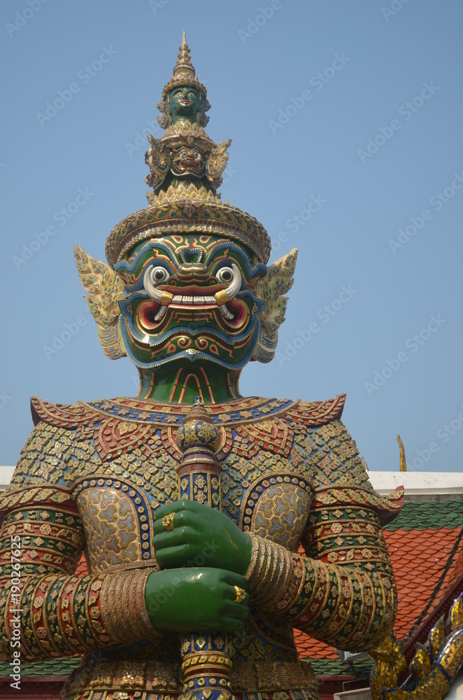 Wat Phra Kaeo's temple guard in Bangkok the capital of Thailand Wat Phra Kaeo's temple guard in Bangkok the capital of Thailand