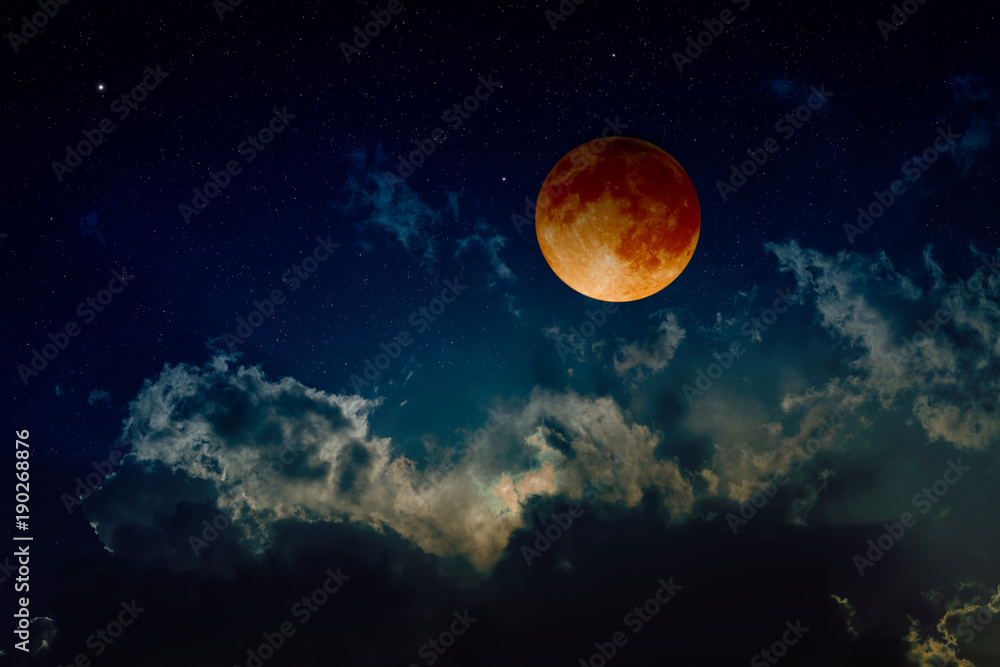 Fototapeta premium Total lunar eclipse, mysterious natural phenomenon