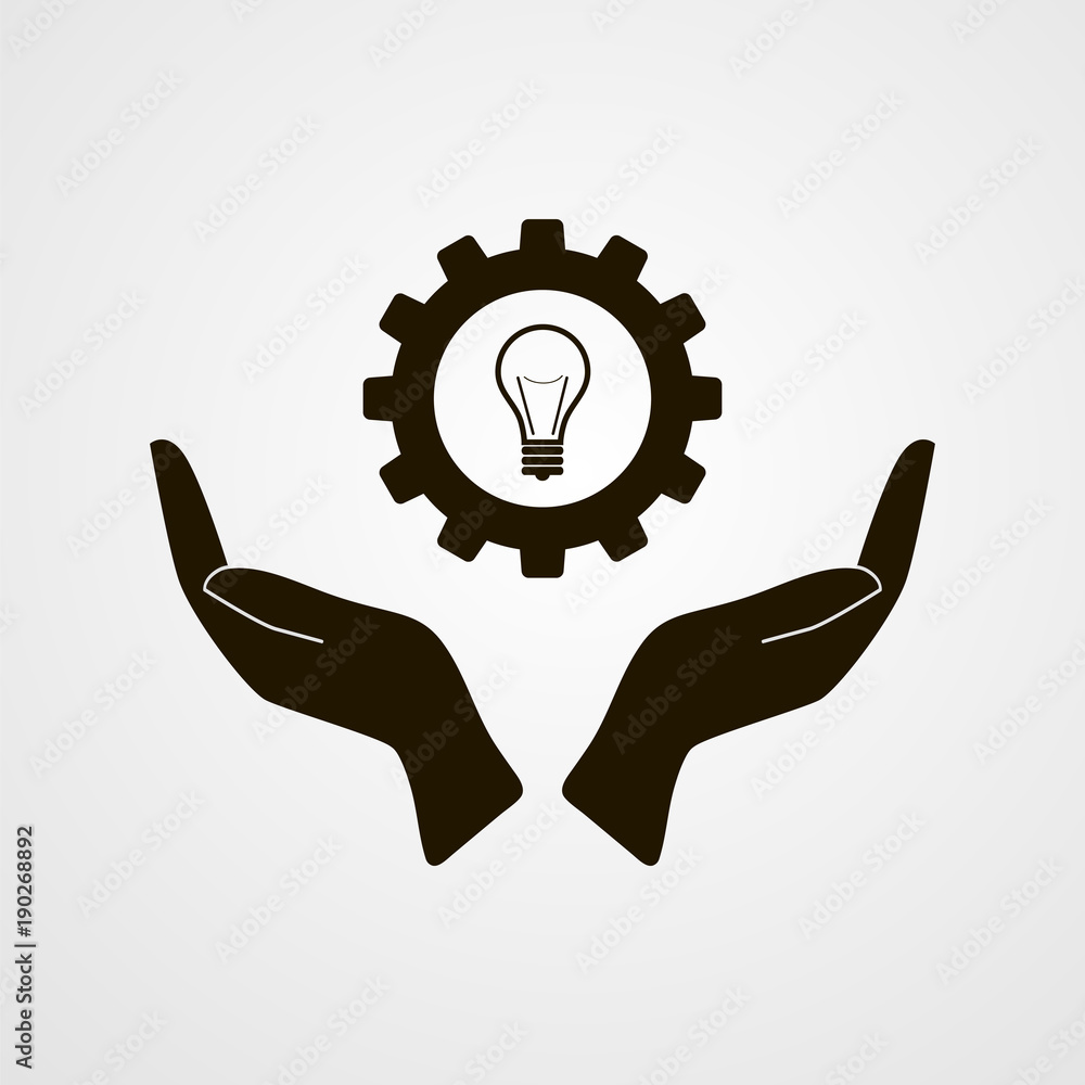 Gear and palm. Flat vector icon Gear and palm. Flat vector icon
