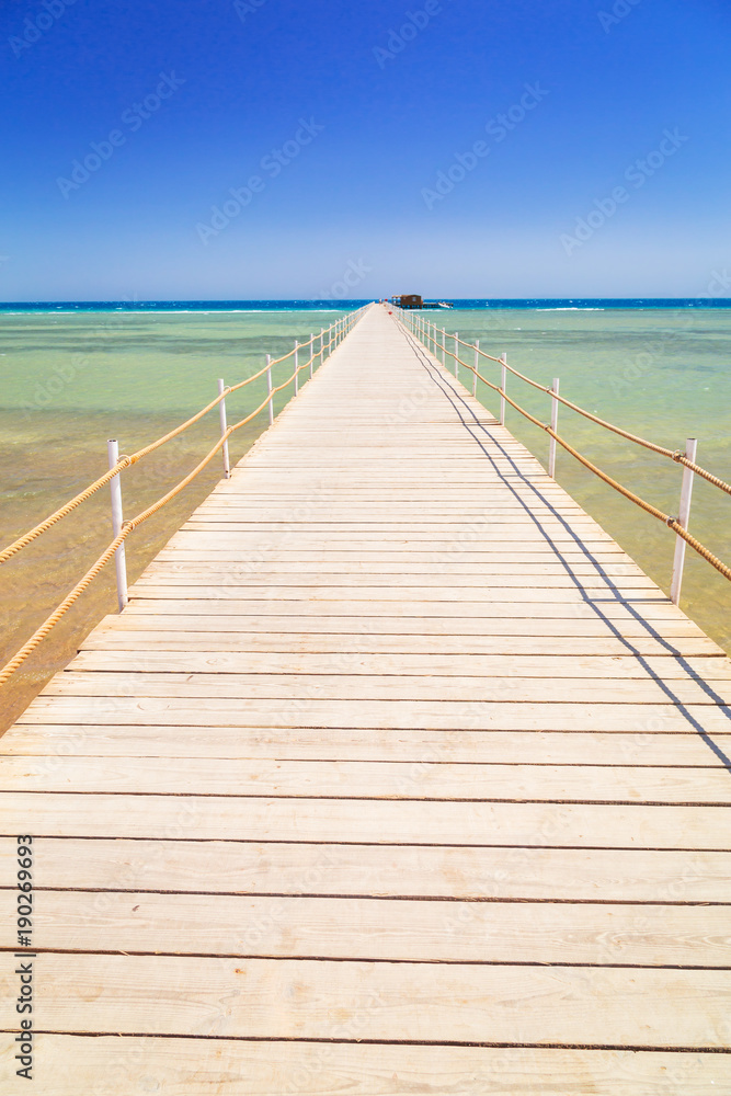 Pier on the beach of Red Sea in Hurghada, Egypt Pier on the beach of Red Sea in Hurghada, Egypt