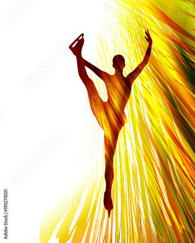 Winter sport. Ladies figure skating. Vector illustration