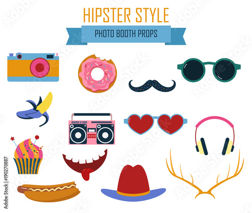 Photo booth props collection vector illustration