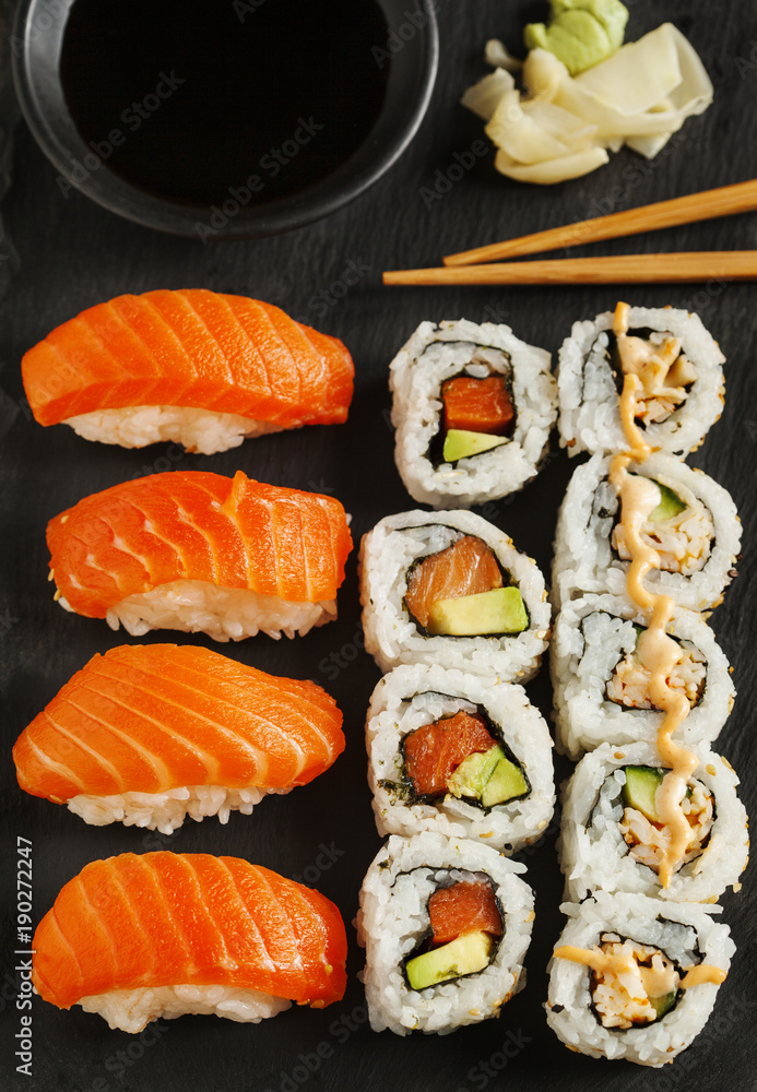 Fresh sushi and rolls Fresh sushi and rolls