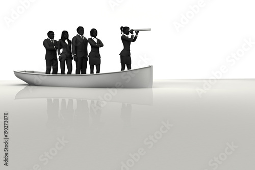 Photos Leader on boat leading a team with a telescope