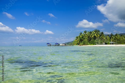 Beautiful tropical beach with white sand and clear blue water