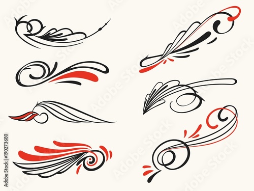 Pinstriping ornament elements, vector set