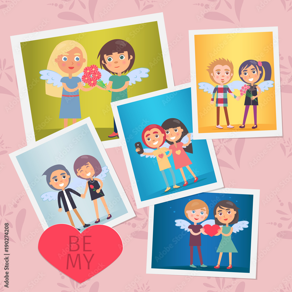 Set of Valentines Day Cards Vector Illustration Set of Valentines Day Cards Vector Illustration