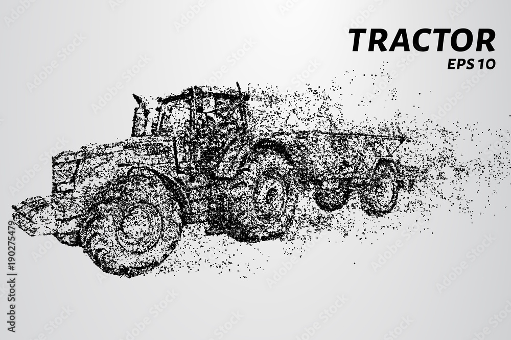 A tractor with a plow. Tractor of the particles