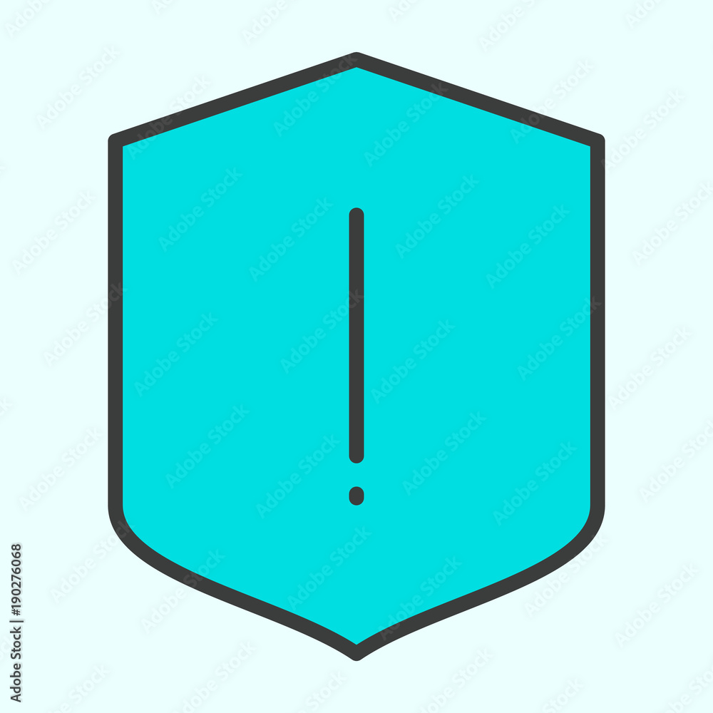 Security Shield with Exclamation Mark Line Icon. Vector Simple Minimal 96x96 Pictogram Security Shield with Exclamation Mark Line Icon. Vector Simple Minimal 96x96 Pictogram