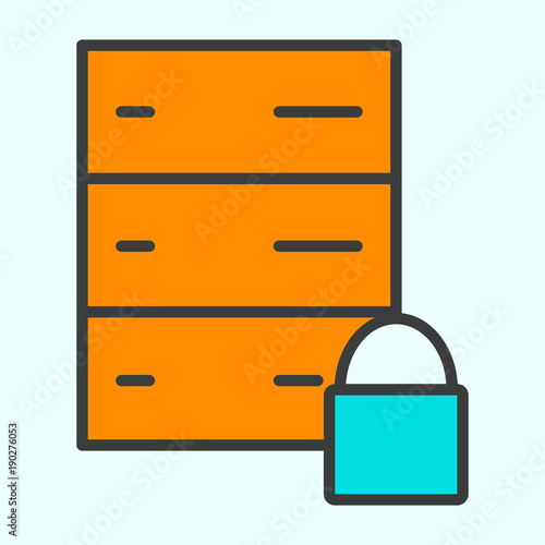 Server Lock Network Line Icon. Vector Simple Minimal 96x96 Pictogram photo