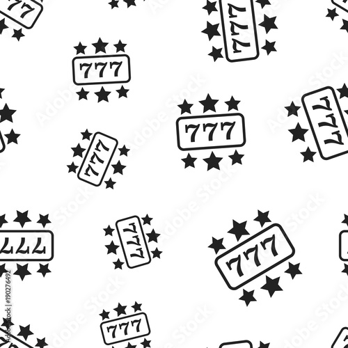 Casino slot machine seamless pattern background. Business concept vector illustration. 777 jackpot symbol pattern.