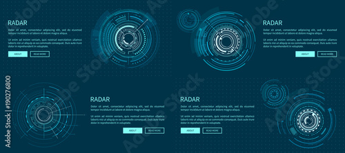 Set of Exact Radar Templates Vector Illustration