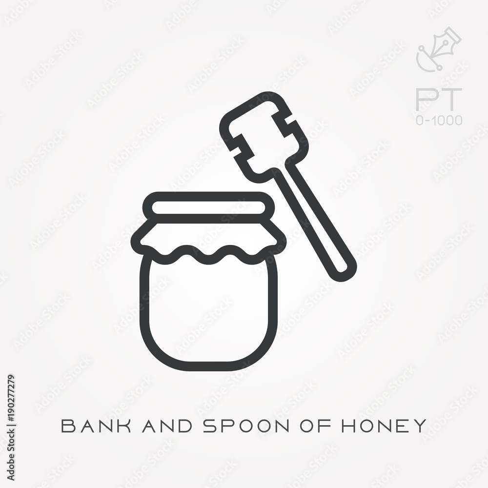 Line icon bank and spoon of honey