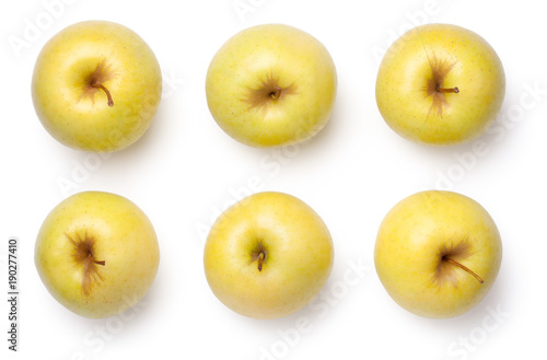Golden Delicious Apples Isolated on White Background