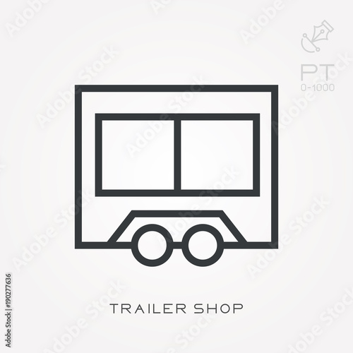 Line icon trailer shop