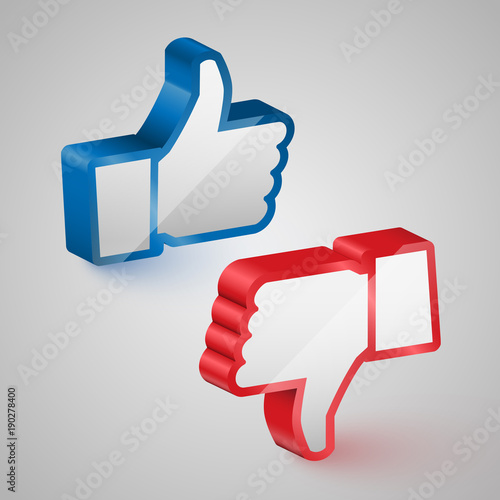Vector background 3d like, and dislike hands