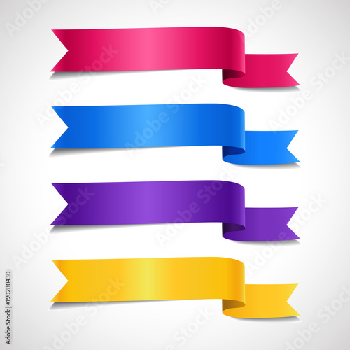 Free Download Set of colored decorative arrow ribbons. Red, blue, purple, yellow banners, vector illustration - GFXLoad
