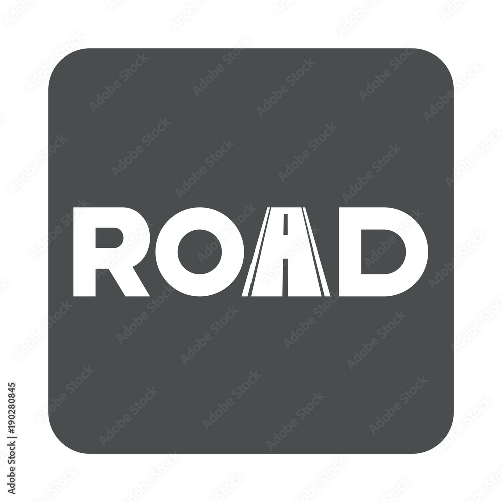 Icono plano logotipo ROAD en cuadrado gris Icono plano logotipo ROAD en cuadrado gris