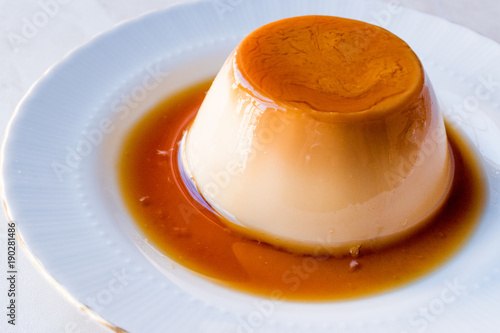 Homemade Creme Caramel with Sweet Syrup / Custard Pudding photo