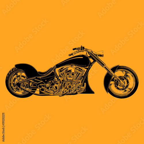 Tablou canvas Custom Chopper Motorcycle Vector