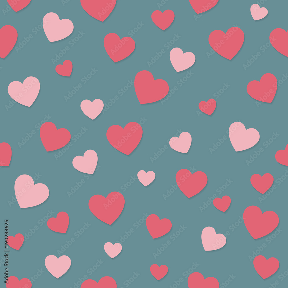 Colourful hearts - seamless background. Concept of a wrapping paper. Valentine's Day, Woman's Day and Mother's Day. Vector.