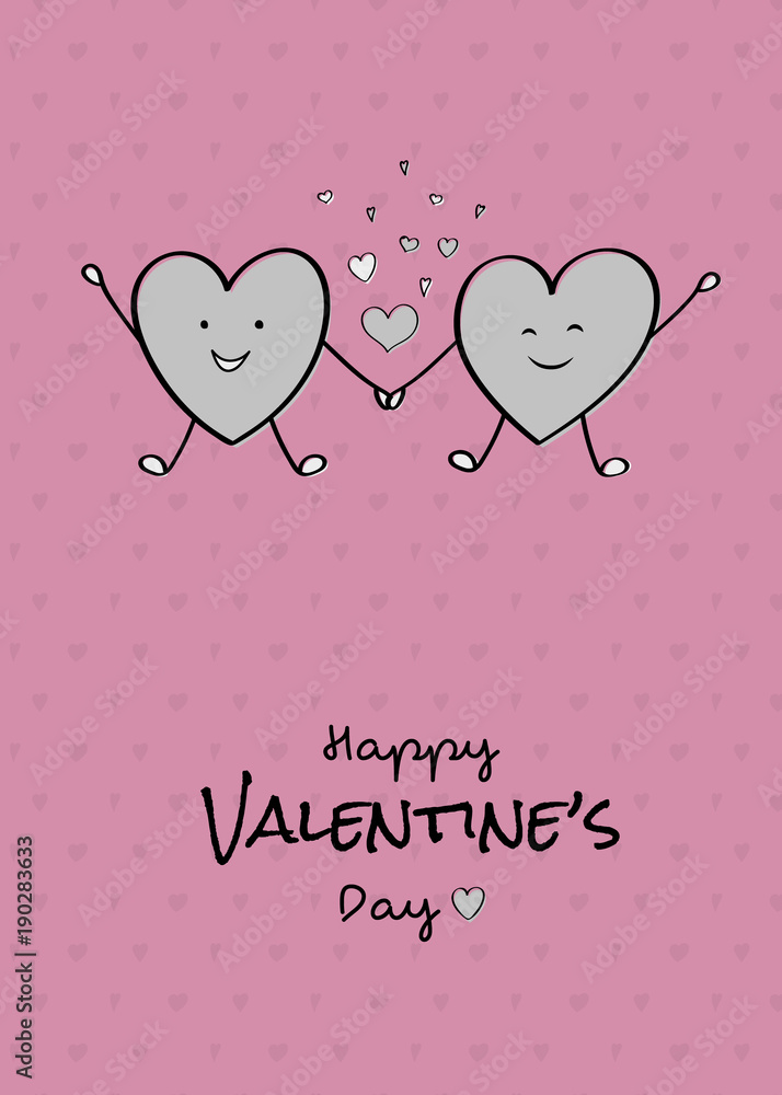 Cute sketch with hand drawn hearts. Concept of a card for Valentine's Day. Vector.