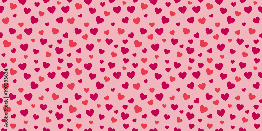 Colourful hearts - seamless background. Concept of a wrapping paper. Valentine's Day, Woman's Day and Mother's Day. Vector.