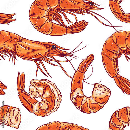 seamless different shrimps