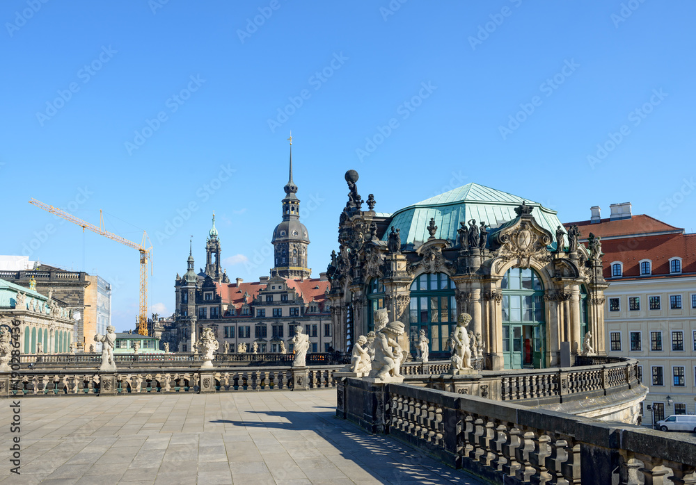 Upper part of Carillon Pavilion in Zwinger, Dresden, Saxony, Germany.