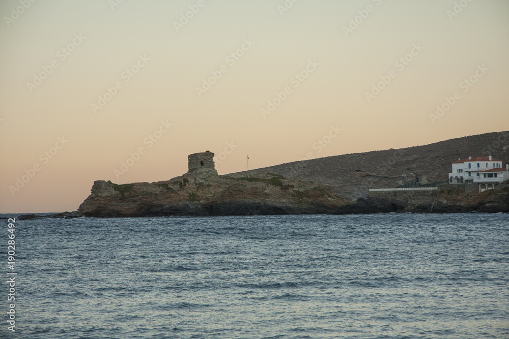 Old fortress during sunset, Andros
