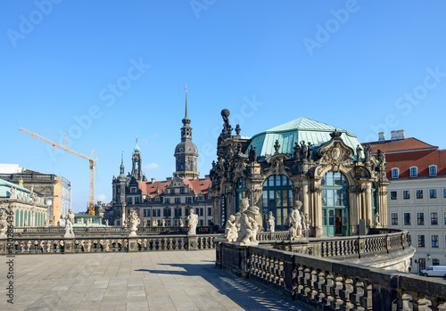 Upper part of Carillon Pavilion in Zwinger, Dresden, Saxony, Germany.