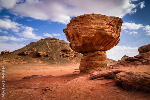 Rock called mushroom in stone desert, Israel photo