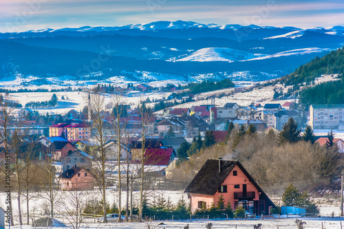 Winter scenery Kupres Bosnia. / Scenic view at picturesque Kupres town and popular ski resort in Bosnia, Europe. © dreamer4787