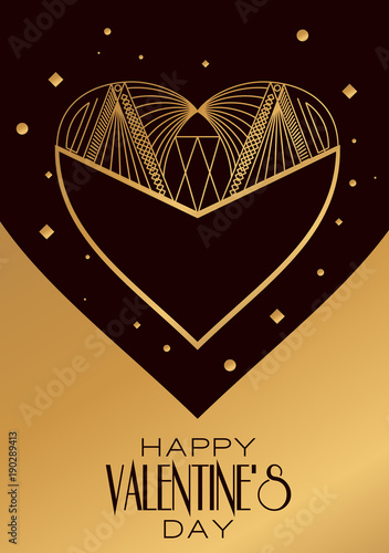 Modern card  Valentines Day.Vector image in classic art deco ret