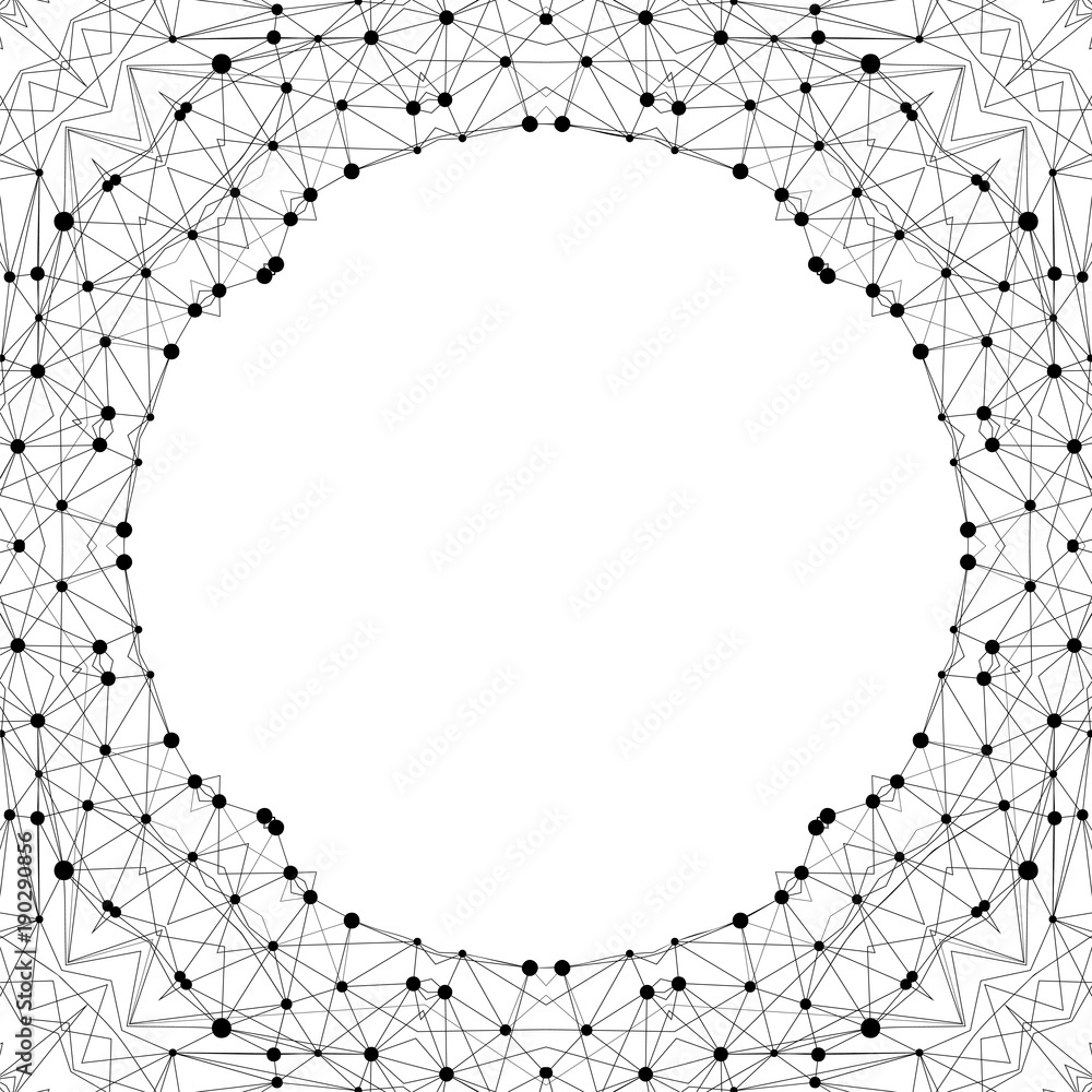 Creative polygonal background. Modern frame in geometric style made of connected dots and lines.